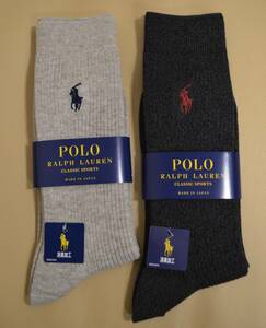 新品　未使用 　タグ付き　男性　　POLO RALPH LAUREN 　ポロラルフローレン　定番リブ編みソックス　２足セット　日本製　送料無料 