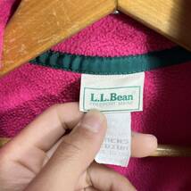 ■ 女性用 ビンテージ USA製 L.L.Bean ワンポイント 刺繍ロゴ フルジップ フリース ベスト MEDIUM ピンク アメカジ アウトドア ■_画像5