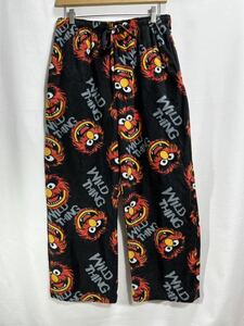 ■ Disney ディズニー ” WILD THING ” 総柄 イージー パジャマ パンツ 古着 サイズS ブラック アメカジ モンスター 怪獣 ■