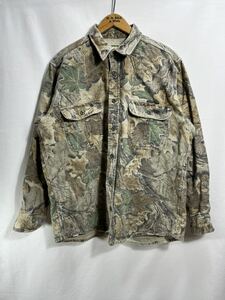 ■ 00s Cabela's カベラス リアルツリー カモ柄 ヘビー フランネル 長袖 シャツ 古着 サイズL 総柄 コットン Realtree Camo アメカジ ■