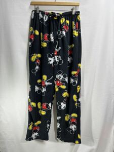 ■ Disney ディズニー MICKEY MOUSE ミッキーマウス 総柄 フリース イージー パジャマ パンツ 古着 MEDIUM アメカジ ■