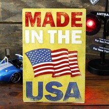 スティールサイン 「MADE IN THE USA」 自立スタンド看板 (PTST-067) ／メタルサイン・看板／インテリア／アメリカン雑貨／_画像2