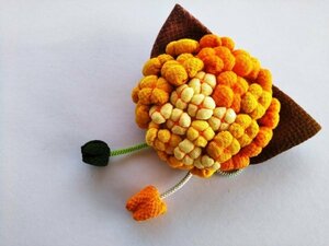 ちりめん細工 紫陽花 縮緬 オレンジと黄色 手作り 逸品 ハンドメイド 手芸品 384