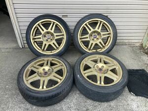 17インチ アルミホイール スピードライン SPEEDLINE 17×7J+48 5ＨPCD100 ハブ径約56mm 4本 中古 ゴールド インプレッサ レガシィ 等