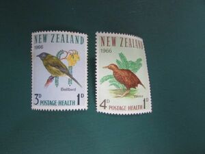 ⑤　動物コレクション　ニュージーランド　健康募金：鳥　2種完　1966.8.3