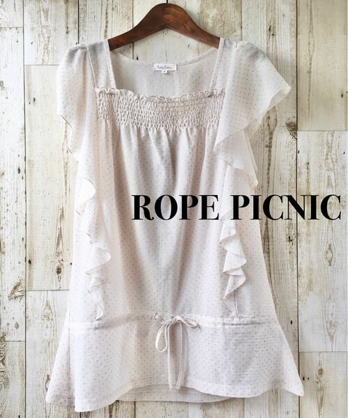 ROPE PICNIC チュニック ベージュ ドット ゴールド 可愛い リボン 薄手