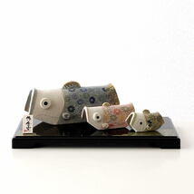 こいのぼり 鯉のぼり 置物 コンパクト 陶器 五月人形 おしゃれ オブジェ かわいい こどもの日 子供の日 日本製 たたら親子鯉のぼり_画像1