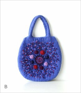 トートバッグ フェルトバッグ おしゃれ レディース 刺繍 フェルトバッグ フラワー 【Bカラー】 送料無料(一部地域除く) kan3873b