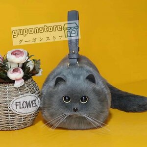 プレミアム人気商品 猫バッグ ふわふわもこもこ超可愛い猫ショルダーハンドバッグ 化粧品 コスメケース おしゃれ小物入