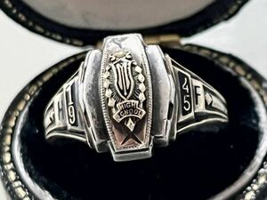 * ultra rare * college ring *10 gilding *10Kgf* ring 14 number * men's * Vintage *1945 year *