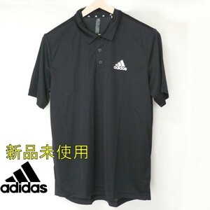 新品未使用◆送料無料◆(L)アディダス adidas 黒/ブラック 半袖ポロシャツ/薄手