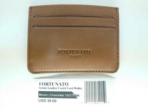 クレジットカードケース イタリアンレザー 100mm×75mm 香港ブランド FORTUNATO カードケース カード入れ Brown / Chocolate
