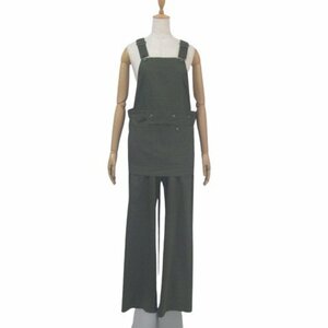 HT3*[ beautiful goods ] here la.2.1 ten thousand apron attaching overall khaki green group free size made in Japan overall pants spring summer autumn cocora