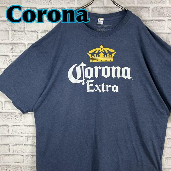 【5XL】CORONA コロナビール センターロゴプリントTシャツ 半袖 輸入品 春服 夏服 海外古着 会社 オーバーサイズ ビッグサイズ