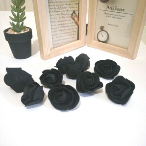 【ブラック】バラ3.5cm10個セット 造花 インテリア フラワーアレンジメント 材料 薔薇 良品専科フラワーの画像1