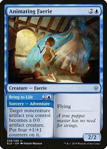 MTG ■青/英語版■ 《動かすフェアリー/Animating Faerie》★FOIL★エルドレインの王権 ELD