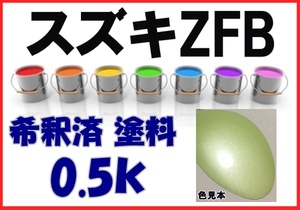 ◇ スズキZFB　塗料　ライムグリーンM　アルトラパン　希釈済　カラーナンバー　カラーコード　ZFB