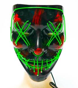 アノニマス 仮面 緑赤　光る　LED　マスク【現物撮影】