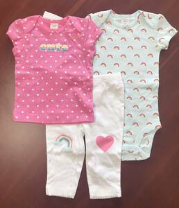  new goods 3 point set 6M * Carter's short sleeves T-shirt rompers long pants 60 70 pink girl baby baby Carter's long trousers 