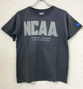 新品 L ★ NCAA レディース カレッジ Tシャツ 半袖 グレー ビッグロゴ アメカジ スポーツ ウェア トレーニング フィットネス ロゴ 刺繍