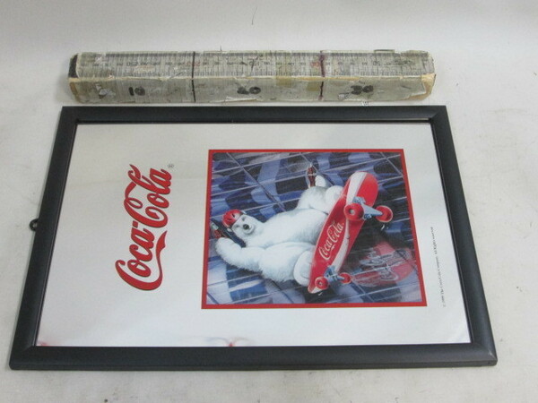 コカ・コーラ　ポーラベア パブミラー 3２cm×２２cm　ビンテージ アンティーク　 看板 美品　送料は商品説明欄に記入されています