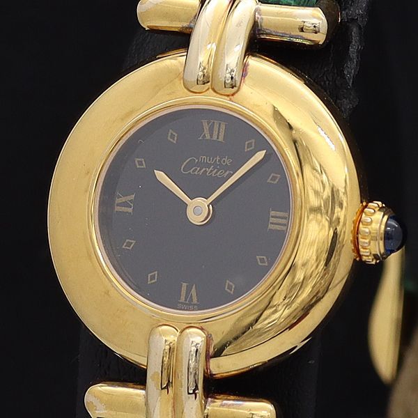 レア品青クロコベルト カルティエ マストコリゼ ヴェルメイユ 腕時計