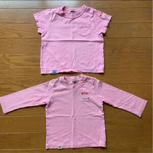 ２枚セット　ミキハウス サイズ90 半袖&長袖　Tシャツ　ピンク