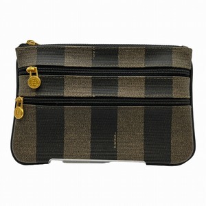 FENDI フェンディ ペカン柄 ポーチ 化粧ポーチ ブラック ベージュ メンズ レディース 【中古】