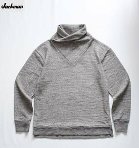 【 JACKMAN ジャックマン 】GG Sweat Wrapneck ラップネック スウェット L 杢 JM7970 定価\16,500(税込) 裏毛起毛 トレーナー ハイネック