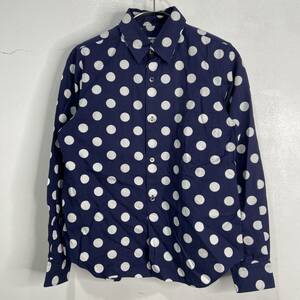 ☆送料無料☆COMME des GARCONS☆コムデギャルソン☆ドット柄長袖シャツ☆ネイビー☆XS☆ｃ２３