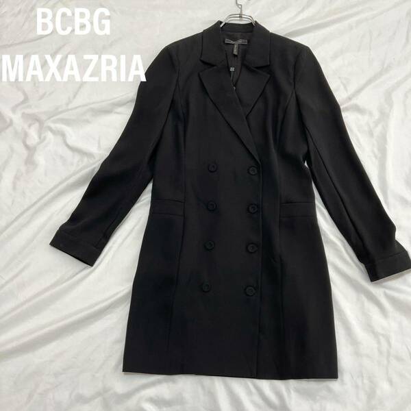 BCBG MAXAZRIA ロングコート　ロングジャケット　 テーラードジャケット　ロング丈　 ダブルブレスト　綺麗め フォーマル　ブラック