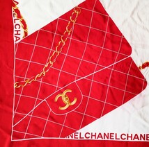 【美品】CHANEL シャネル　スカーフ　チェーンバッグ　ココマーク　マトラッセ　タグつき　レッド_画像5