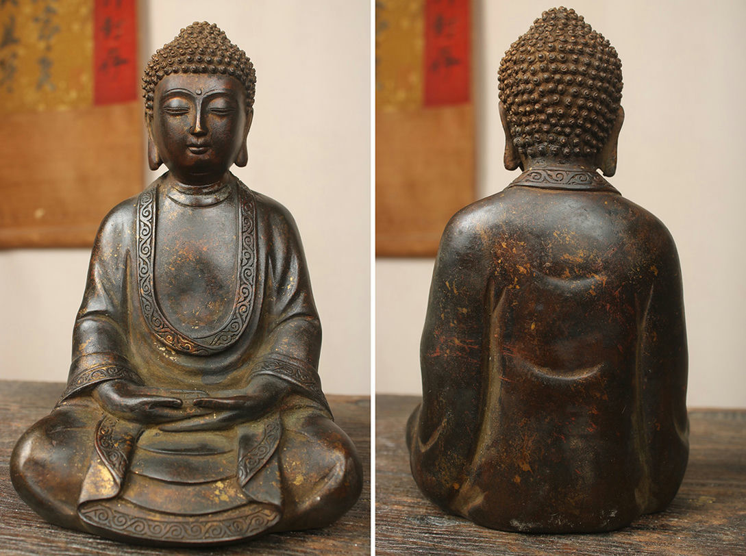 大きな古い仏像 海外の物 中国 タイ インド 骨董品? 金属製(仏像のみ