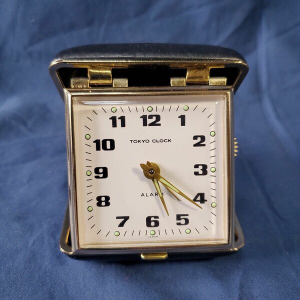 希少 美品 アンティーク 東京時計 折りたたみ アラーム ベル付き手巻き時計