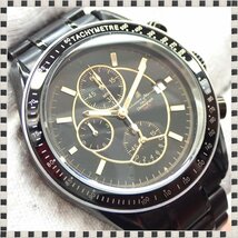 サルバトーレマーラ SM-8010B クロノグラフ デイト スモセコ 黒文字盤 クォーツ 40mm メンズ 腕時計 稼働品 Salvatore Marra_画像1