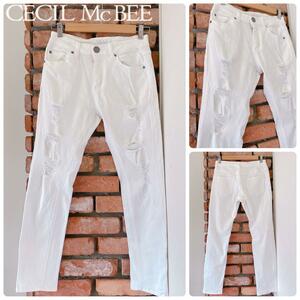 1634 beautiful goods Cecil McBee white Denim pants jeans skinny 