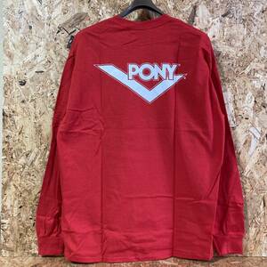 PONY ポニー 長袖 Tシャツ XL レッド ロンT