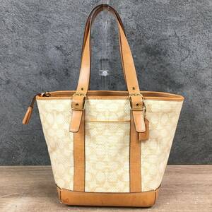 1000円スタート◇COACH コーチ シグネチャー トートバッグ A2K-8926 肩掛けバッグ かばん ベージュ系 レディース 菊MZ