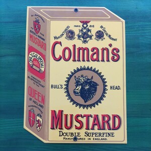 90s コールマン・マスタード Colman's Mustard サインプレート メタル545g 27.4cmx19.9cm ヘビーウエイト Ande Rooney社製 