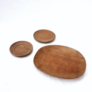 【送料無料】大きさの違う木の皿 ３枚 コースターヴィンテージ/ブロカント/アンティーク