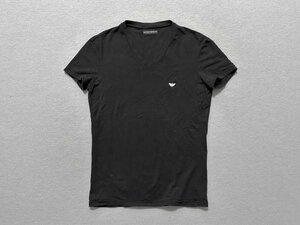 ★ EMPORIO ARMANI ◆ ストレッチコットン Vネック Tシャツ 半袖 カットソー S 黒 アンダーシャツ アルマーニ ◆ W1 ST7とT-24