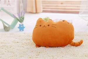 フワフワ かわいい ネコ クッション 抱き枕 オレンジ ;ZYX000384;
