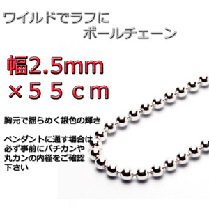 ボールチェーン ネックレス 2.5mm 55cm シルバー925 チェーン