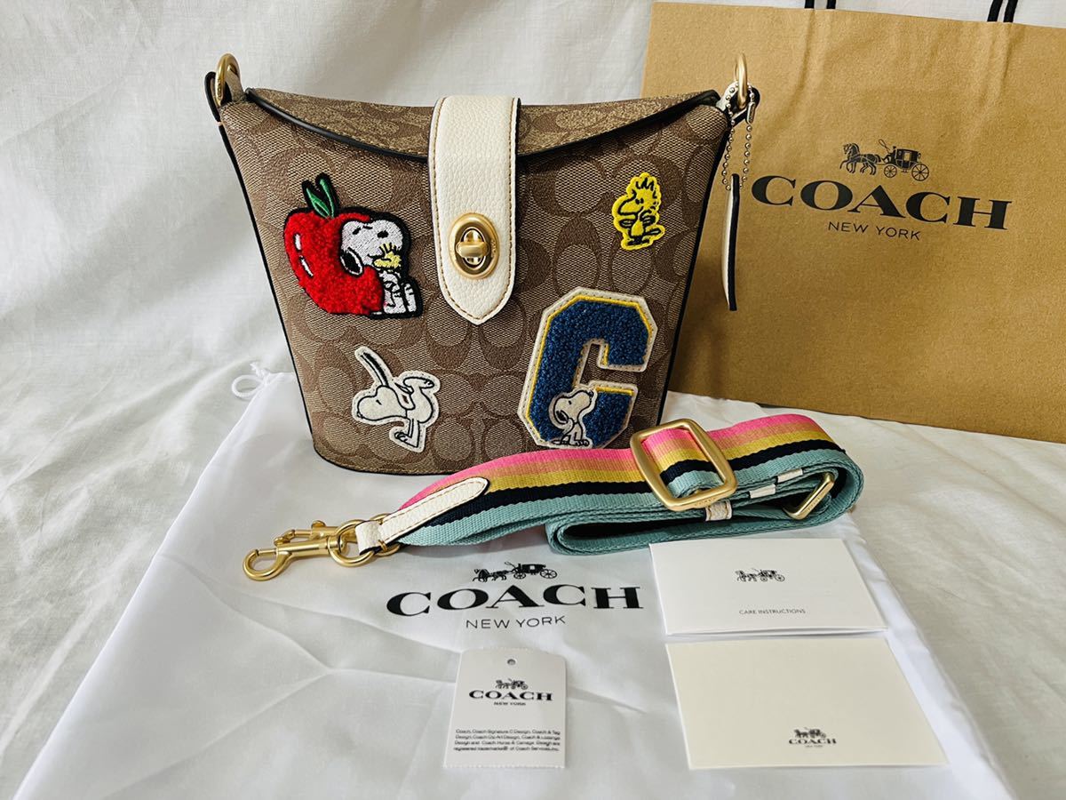 新品 未使用 coach コーチ スヌーピー ショルダー ローグ ピーナッツ