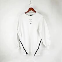 adidas アディダス 長袖 スウェット メンズ オフホワイト 長袖Tシャツ ファスナー WHITE Lサイズ 古着 部屋着 ロゴ マーク スポーツ 白_画像1