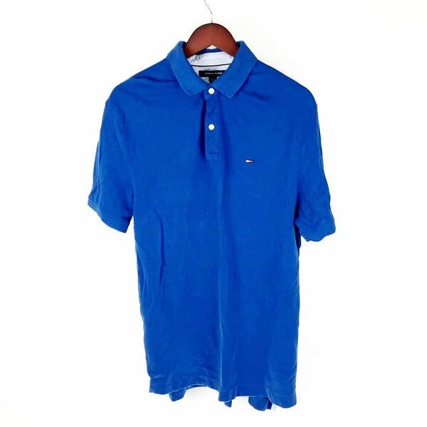 TOMMYHILFIGER トミーヒルフィガー 半袖シャツ カットソー ブルー 青 メンズ Mサイズ 襟付き ワイシャツ ボタン ポロシャツ スポーツウェア