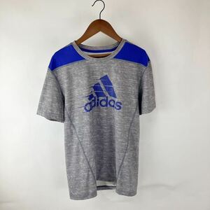 adidas アディダス 半袖Tシャツ Tシャツ ロゴTシャツ スポーツウェア メンズシャツ 通気性 グレー ブルー Mサイズ 運動着 サッカー 野球