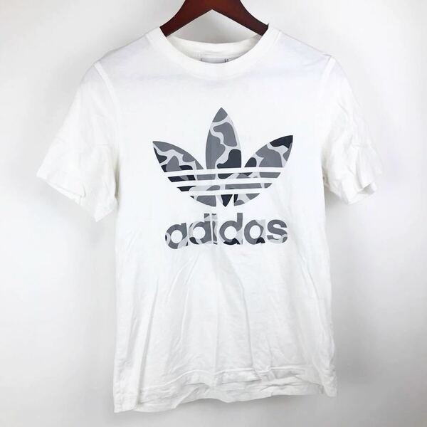 adidas Originals アディダス オリジナルス半袖 Tシャツ メンズ S 白 ホワイト ビック ロゴ プリント カジュアル トレフォイル 迷彩 ウェア