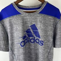 adidas アディダス 半袖Tシャツ Tシャツ ロゴTシャツ スポーツウェア メンズシャツ 通気性 グレー ブルー Mサイズ 運動着 サッカー 野球_画像3