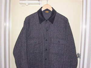 美品 80s 90s USA製 ウールリッチ Woolrich ウール CPO シャツ ヘリンボーン ストライプ vintage old